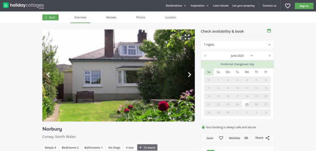 Holiday Cottages listing for Norbury